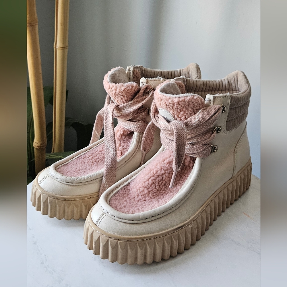 Sam Edelman Reve Fay Women's Pink and Cream High-Top Sneakers Size 9